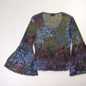 tribal y2k flare sleeve cuff top